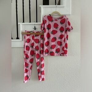 Little girl pajama set, strawberry print, Loocsy brand